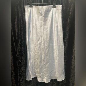 Baby Blue Satin Maxi Skirt